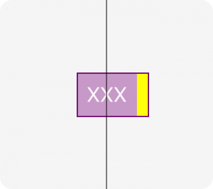 &ldquo;XXX&rdquo; label with a yellow box positioned to the right. The &ldquo;XXX&rdquo; is horizontally centered in the container, and the yellow box is positioned to the side of it